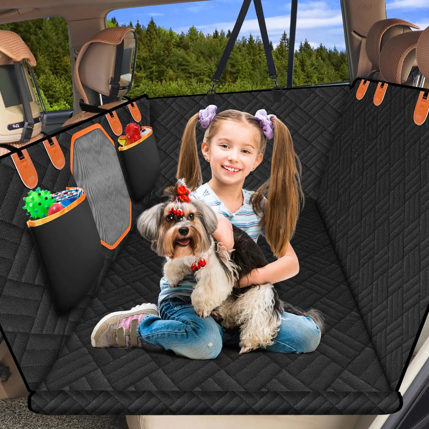 Dog Car Seat Back Seat Pet Cover Back Seat Extender for Dogs Hard Bottom Car Seat Cover Dog Bed for Car Truck Bed Extender Travel Dog Bed for SUV